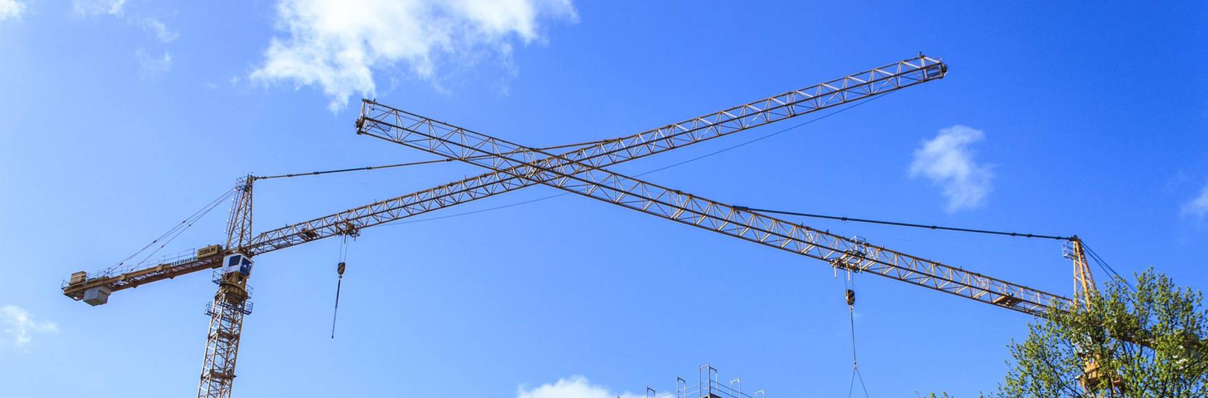 Construction site cranes