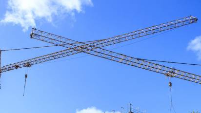 Construction site cranes